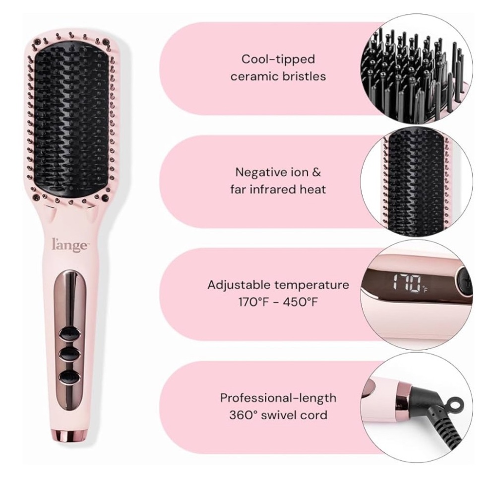 L'ANGE HAIR Le Vite Straightening Brush Anti Frizz Straightener Hot Brush
